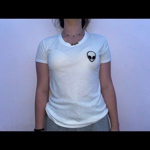 Brandy Melville Rare White Alien T-Shirt